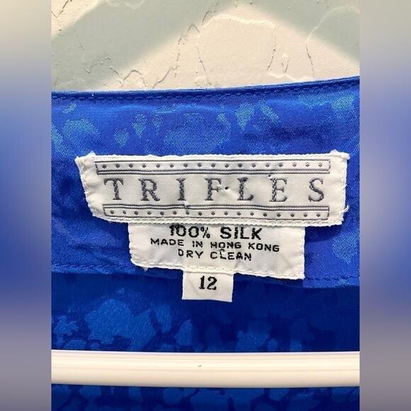 TRIFLES | Vintage 100% Silk Blue Dress Made in Hong Kong | Size 12 - Picture 8 of 8